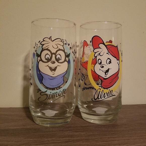 Vintage 1985 Alvin and the Chipmunks "Alvin & Simon" Collectible Glassware💎🐿 - Picture 1 of 8